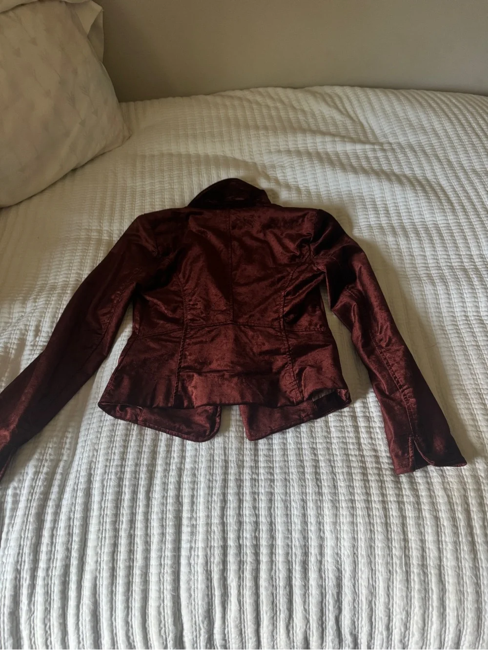 Free People Cotton Blend Crushed Velvet Blazer Jacket Maroon Size XS
